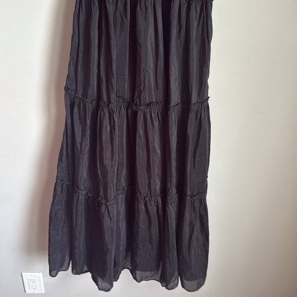 Antonio Melani Black Rosalia Tiered Puff Sleeve Silk Peasant Dress small - Picture 6 of 13